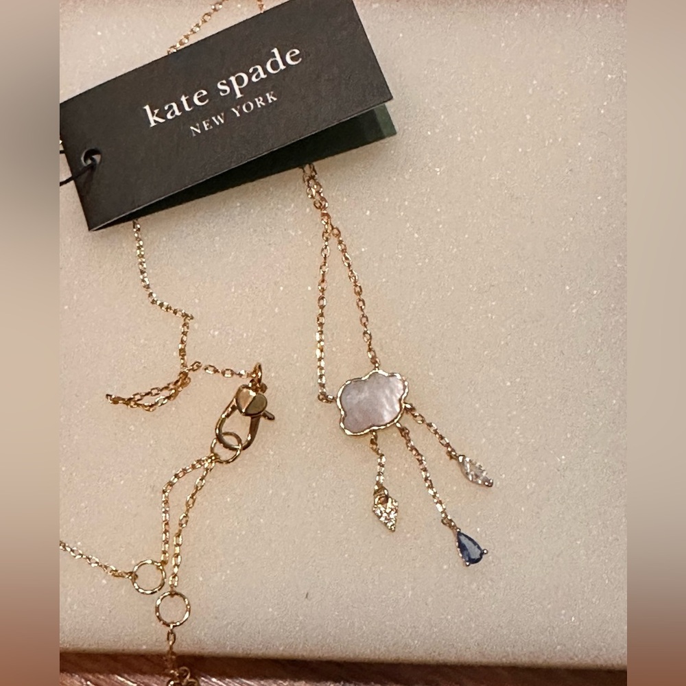 kate spade Wishes Cubic Zirconia & Mother of Pearl Cloud necklace NWT - Picture 6 of 7